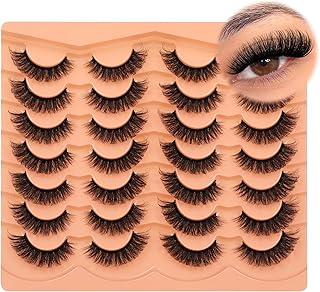 JIMIRE 14 Pairs Cat Eye Russian Strip Lashes Natural Look Li