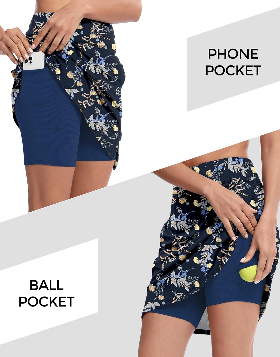M MOTEEPI Skorts for Woman Golf Skirt Knee Length Tennis Athletic Skorts with Pockets