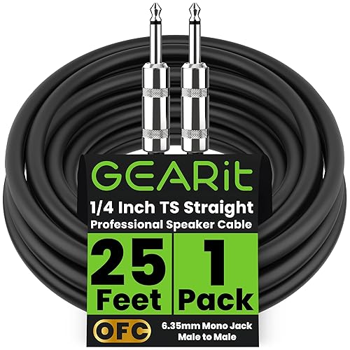 Miniatura 10 de GEARit Cable de altavoz profesional (50 pies), cobre puro de 12 AWG, de 14 de pulgada a 14 de pulgada, TS recto macho a macho para amplificador,