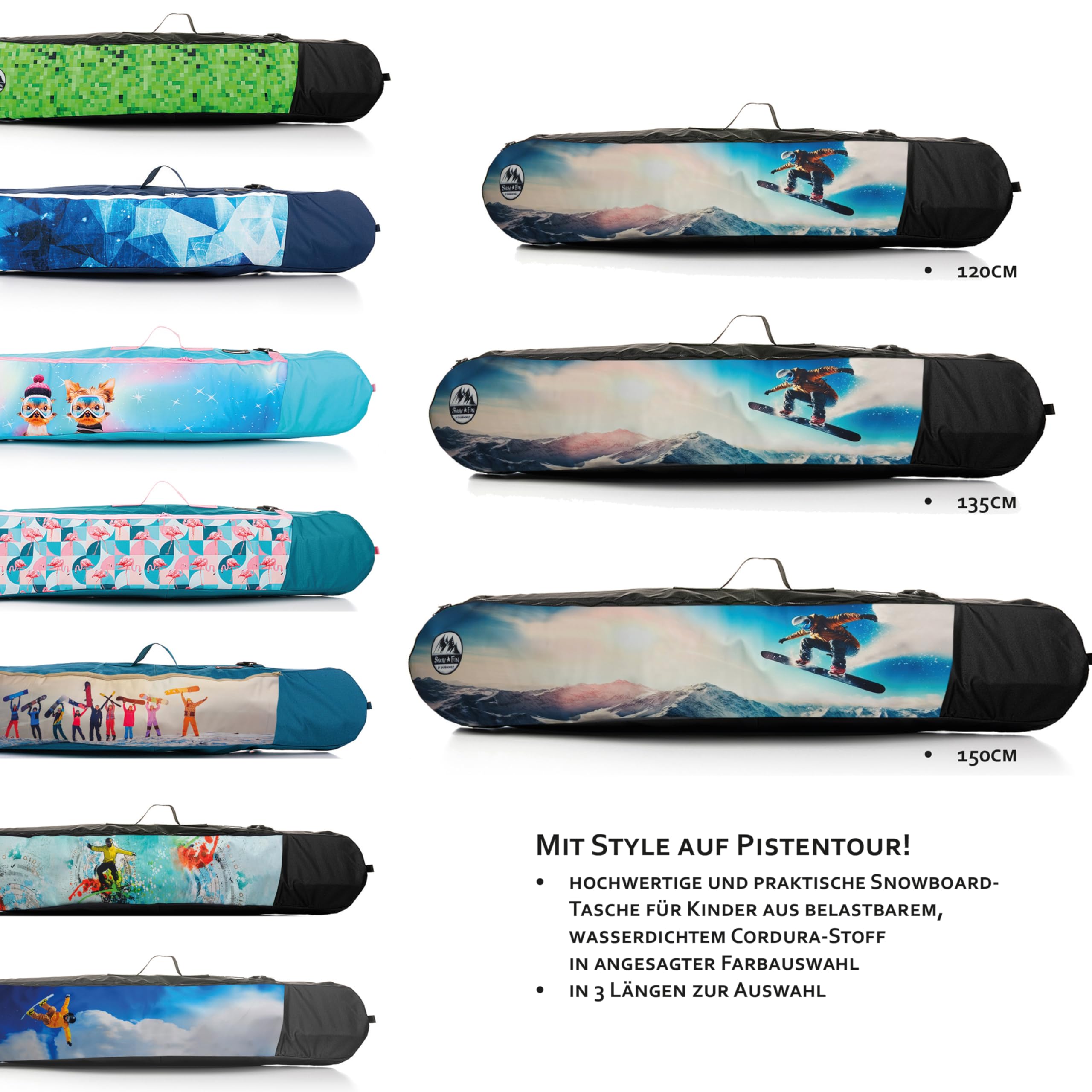 Sac de snowboard pour enfant BambiniWelt avec casque, lunettes et gants