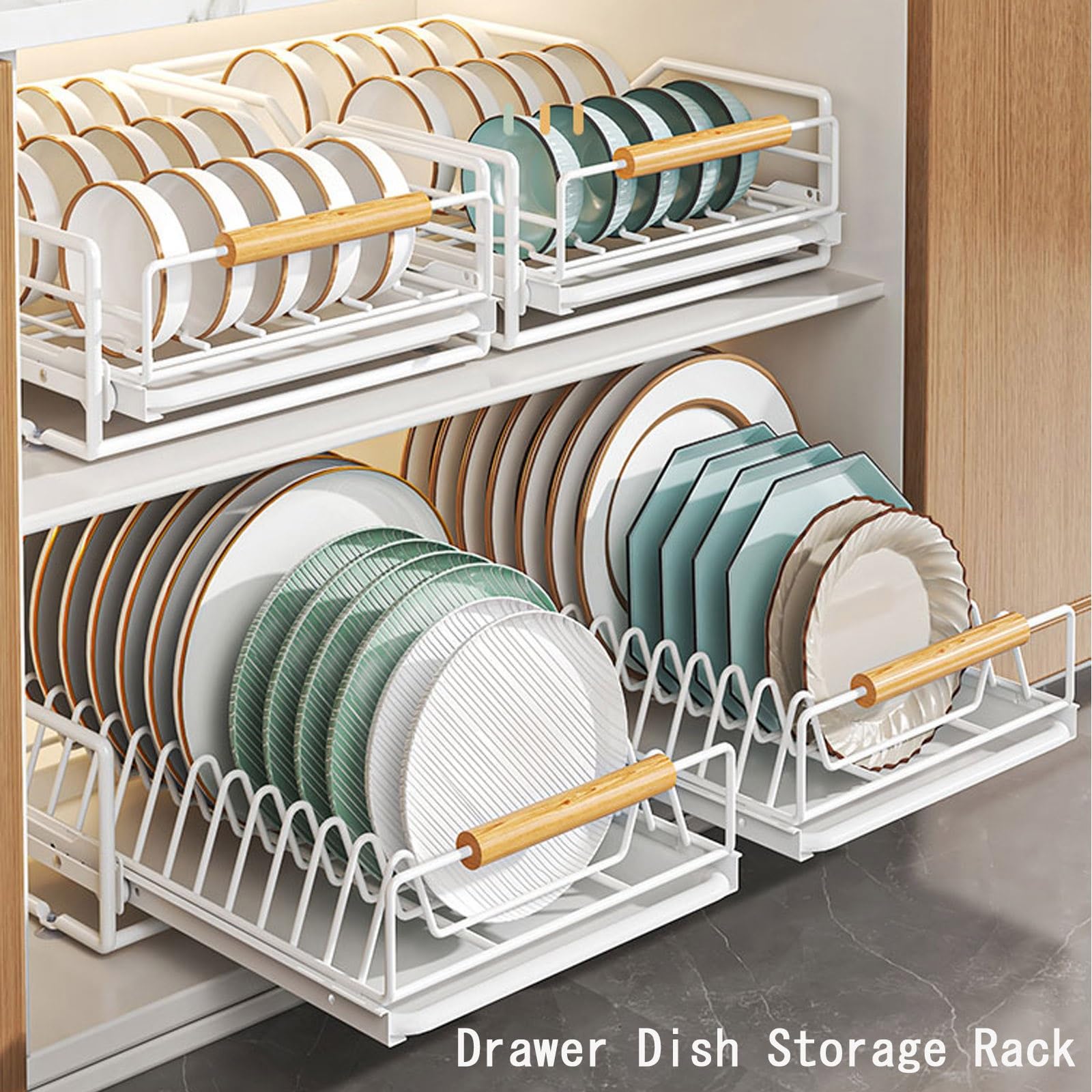 Geschirrhalter für die Küche, Dieser Geschirrtrockner ist weiß, misst 40 x 30 x 13 cm und verfügt über einen Utensilienhalter(Plate Rack)