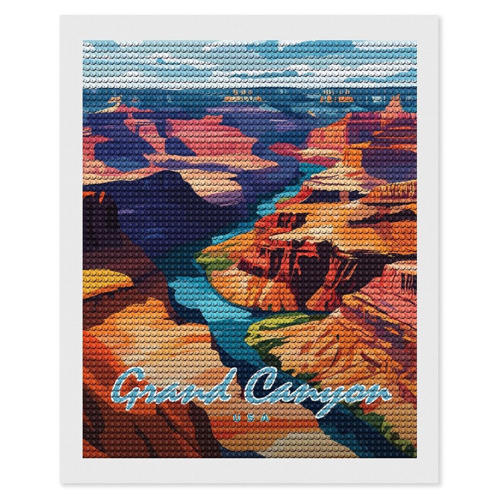 Junmoney Grand Canyon Landscape Diamond Art Canvas 16"x20", Full Kit Included, Bedroom Decor, for Beginners, Thoughtful Handmade Gift