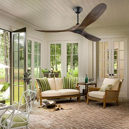 Miniatura 7 de Ventiladores de techo para exteriores de 52 pulgadas, 3 cuchillas, ventilador de techo moderno para interiores, sin luz, ventilador de techo remoto
