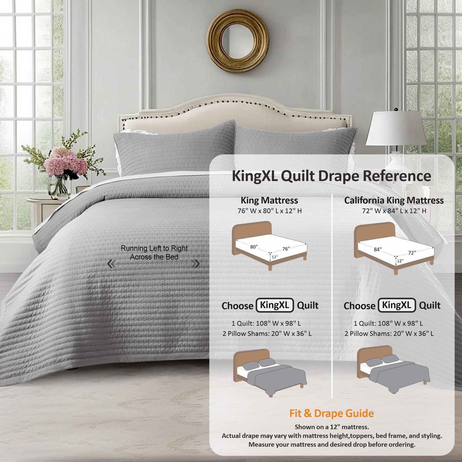 KASENTEX Juego de edredón King XL de 108 x 98 pulgadas, colcha ligera de 3 capas suave lavada, diseño nórdico minimalista, juego de edredón de primavera y verano para todas las estaciones (1 edredón +