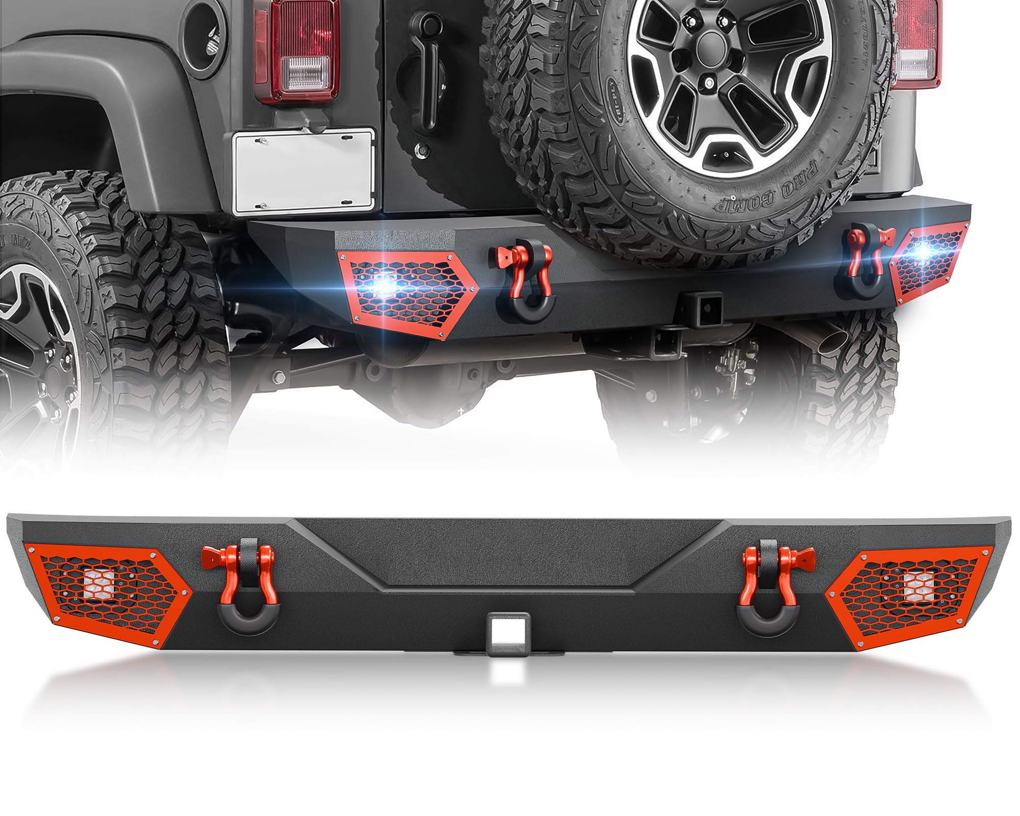 YZONA Rear Bumper Compatible with Jeep JK JKU Unlimited 2007-2018