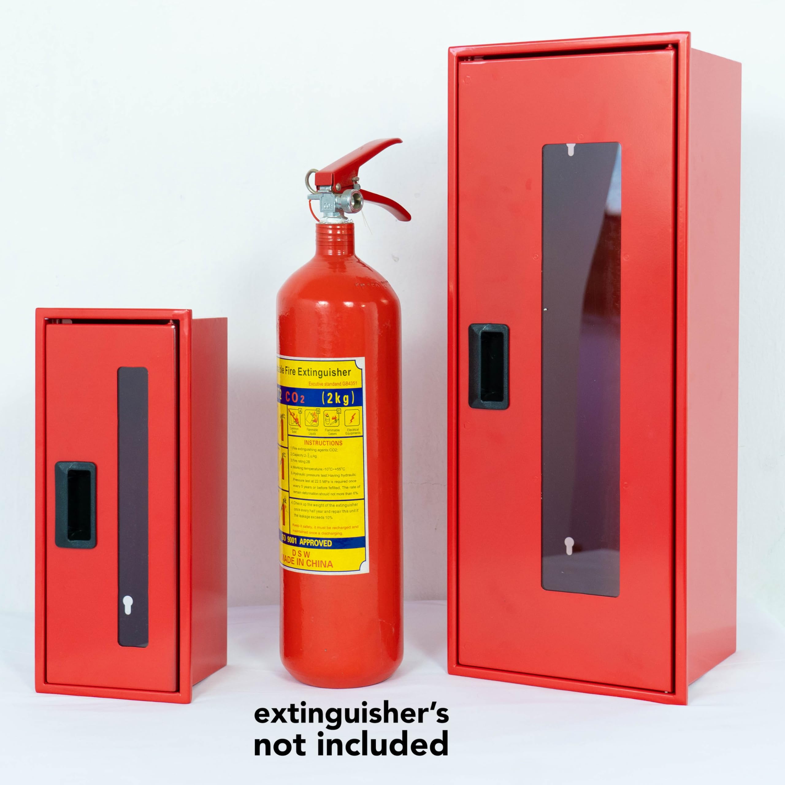 Armoire d'extincteur de petite taille 39 cm, jusqu'à 2 kg – Armoire de sécurité incendie visible – Boîte d'extincteur résistante aux intempéries – Boîte murale rouge – Rangement d'urgence pour