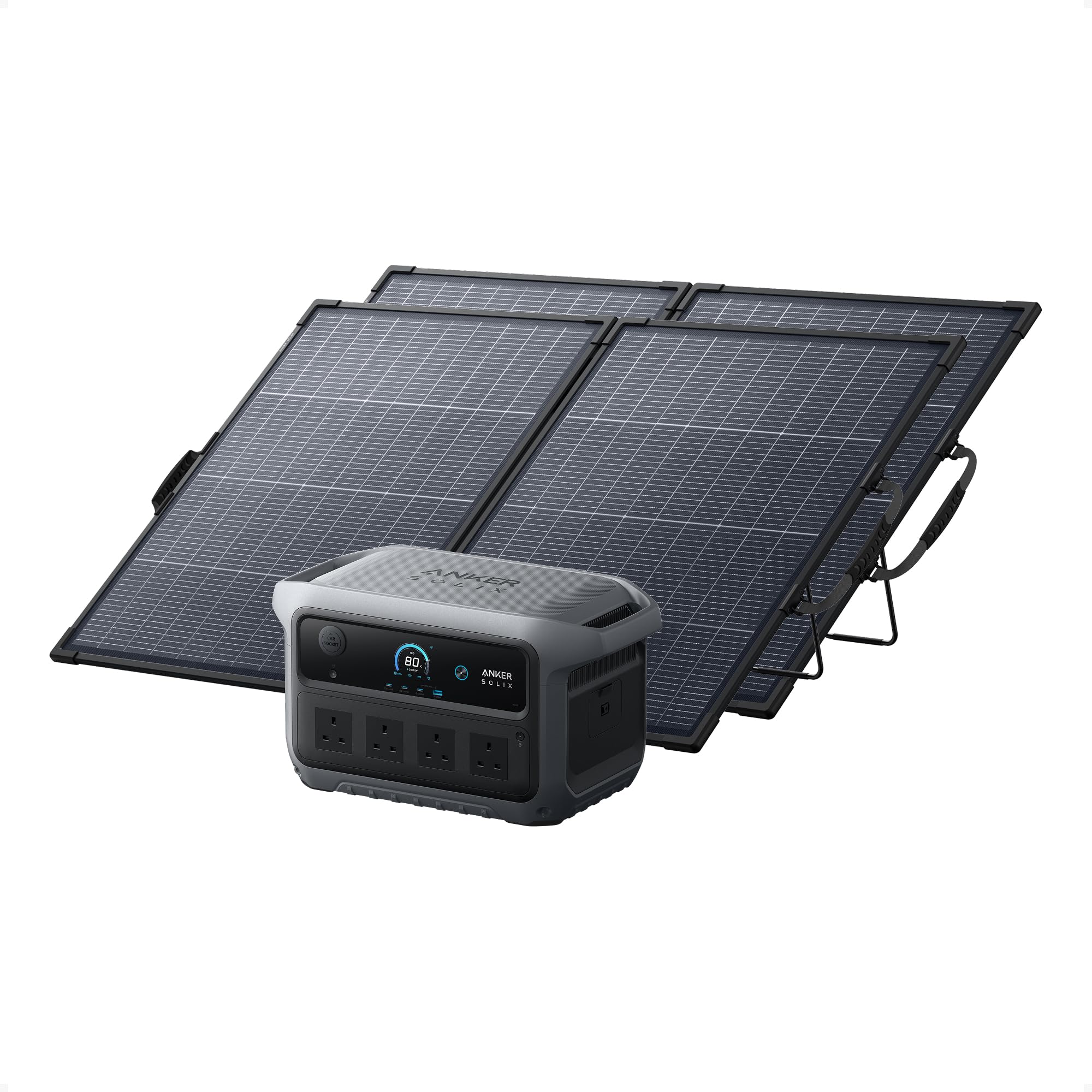 Anker Gray Solix C2000 Gen 2 Portable Power Station With 2×200W Solar Panels, 2400W (Peak 4000W) Solar Generator, 2048Wh Lifepo4 Battery, Fast Charge 100% In 58 Min, Home Backup, Camping, Rv & Emergency