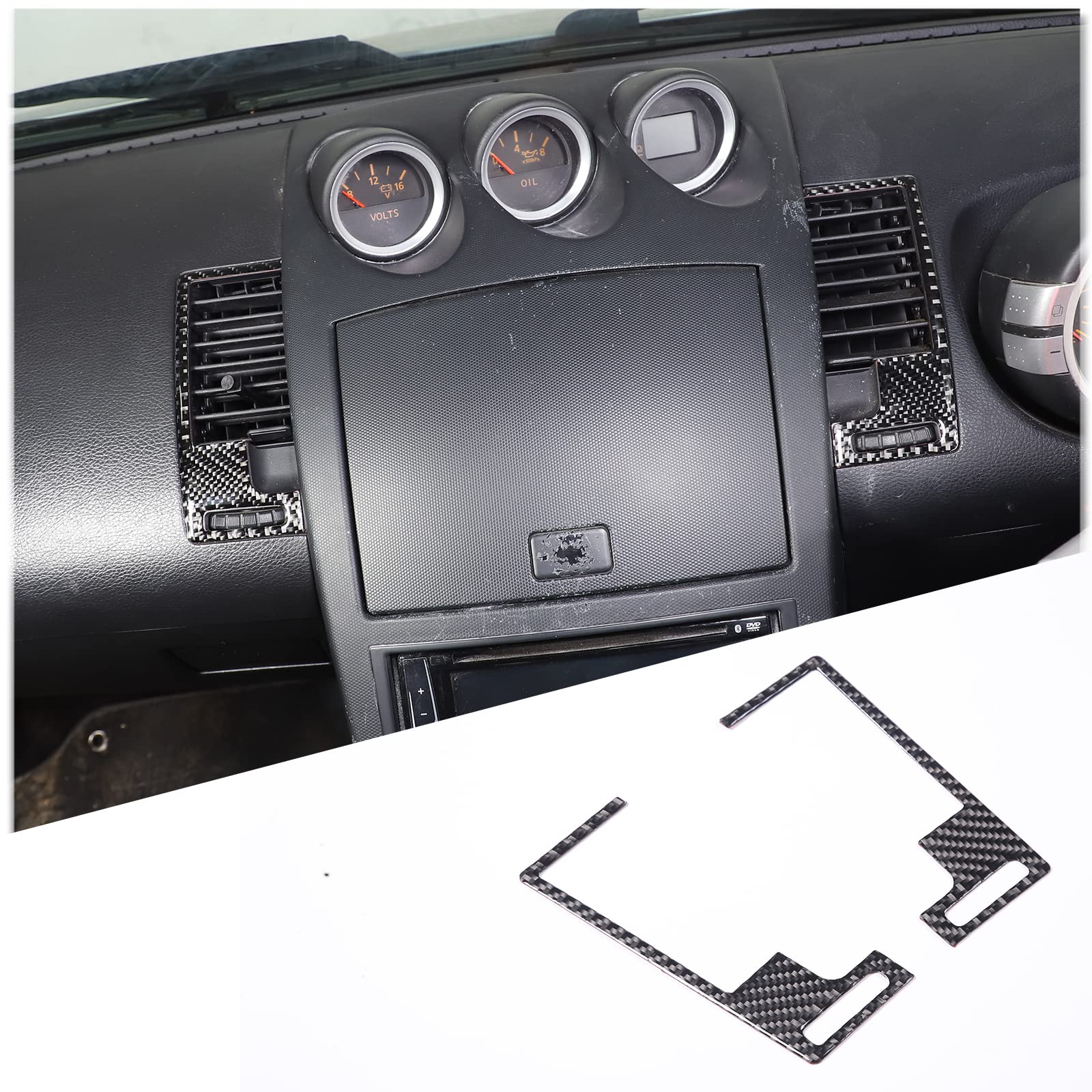 METYOUCAR Soft Carbon Fiber Car Central Control Air Conditioning Air Outlet Frame Trim Sticker For Nissan 350Z 2003-2006 Car Accessories (Black)