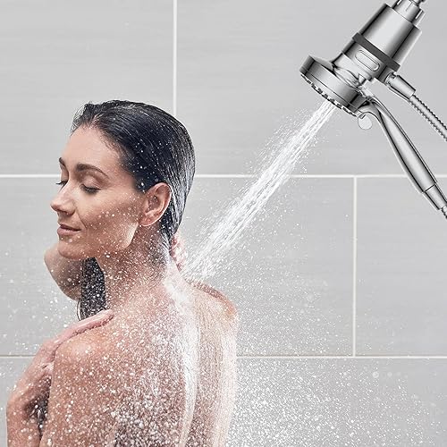 Miniatura 7 de Cabezal de ducha filtrado con sistema de acoplamiento magnético, cabezal de ducha de mano de alta presión con filtro KDF para agua dura, 6 modos de