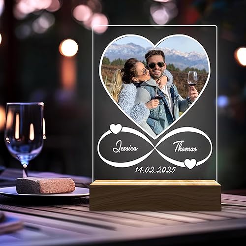 Miniatura 2 de FAMITRENDZ Luz LED personalizada con regalos de fotos para parejas, marco de fotos de retrato de pareja, regalos de aniversario para marido y