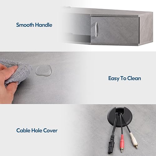 Miniatura 8 de FITUEYES Soporte de TV flotante con 16 luces de color, centro de entretenimiento montado en la pared, consola multimedia de madera con