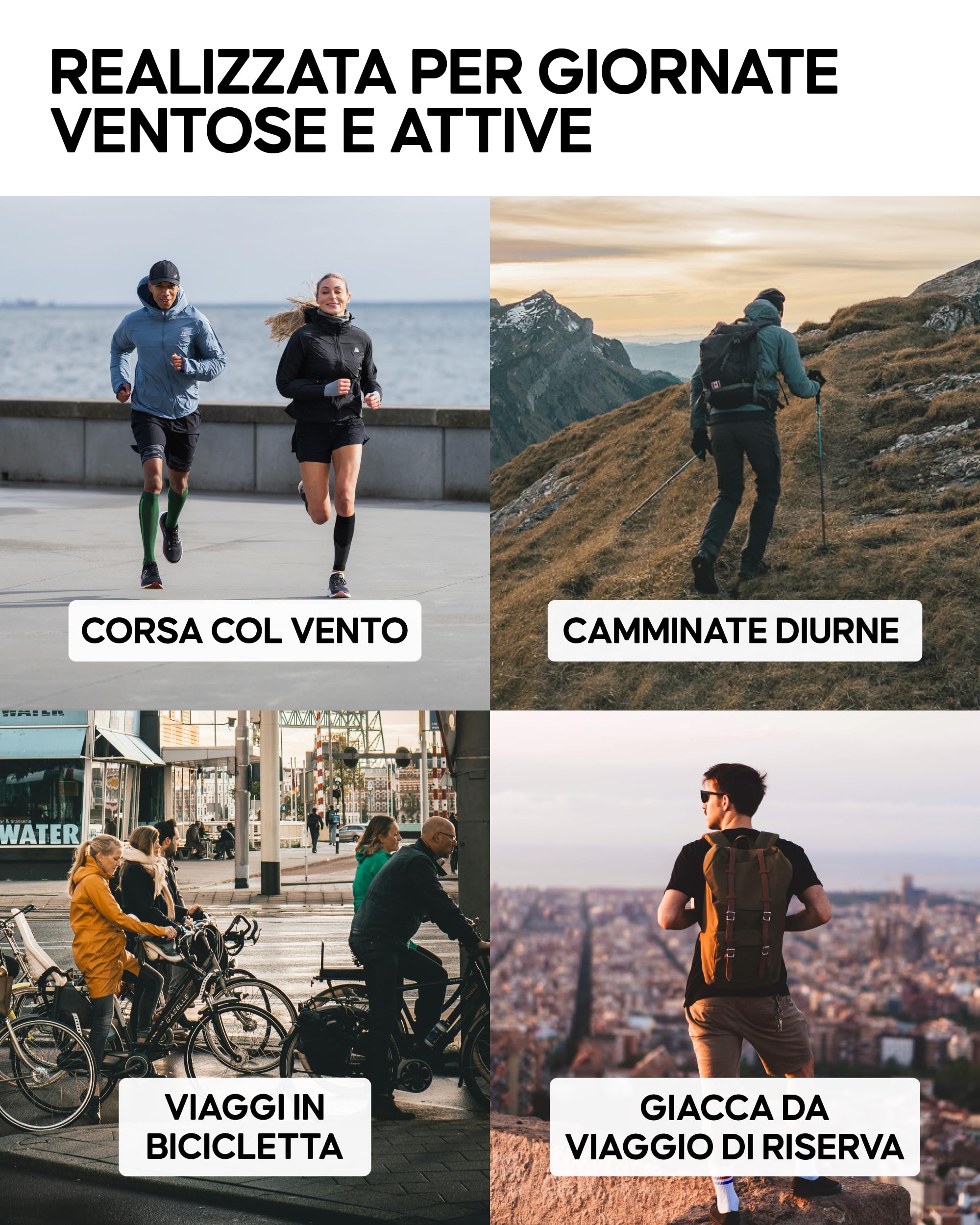 DANISH ENDURANCE Giacca a Vento Uomo, Traspirante, Antivento per Running, Trekking, Ciclismo