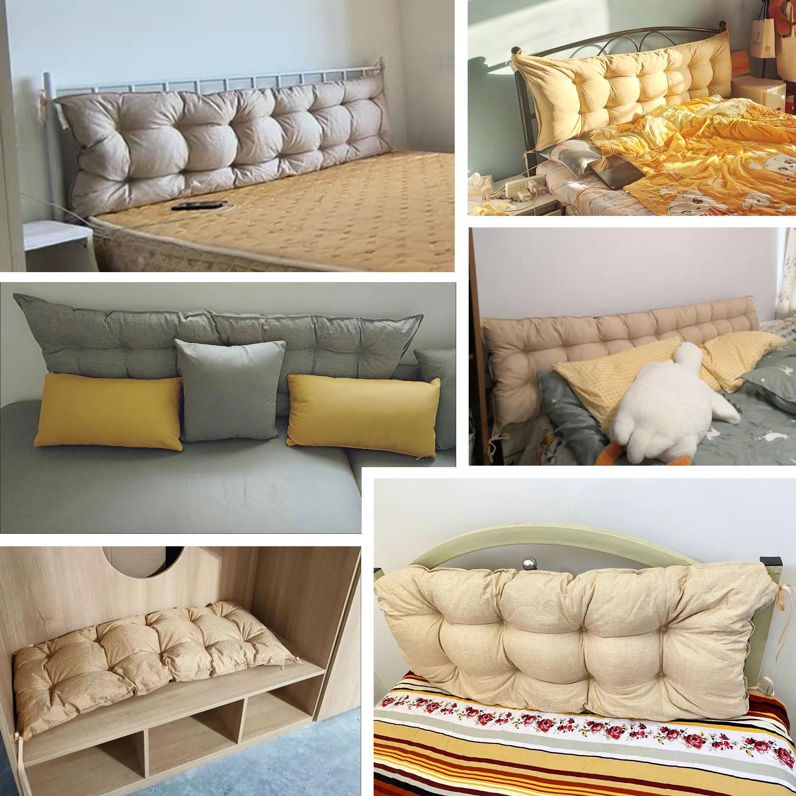 Almohada lumbar multifuncional para cama, cojín ergonómico de apoyo para la espalda para leer y relajarse, perfecto para cama, sofá, cabecero y sillón (110 x 50 x 10 cm, luz)