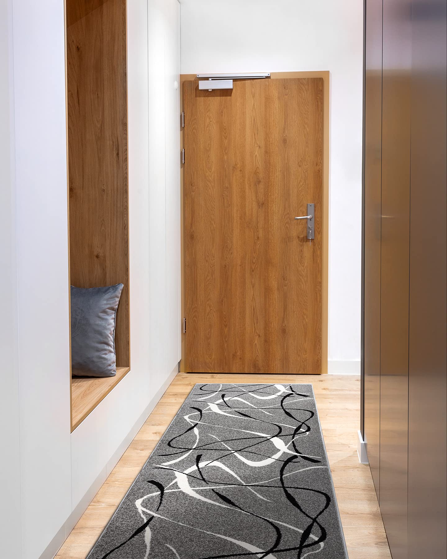 rugsx Tapis de Couloir Silver Choco pour la Cuisine, Le Hall, Le Couloir, l'entrée, Solide, Moderne, Gris 90x260 cm