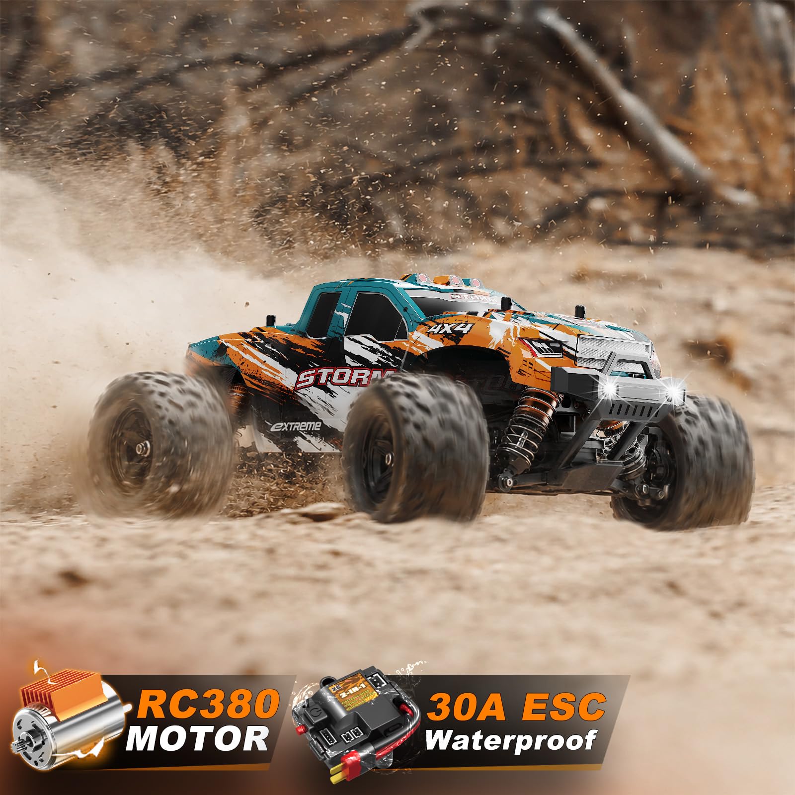 YESHIN Ferngesteuertes Auto 1:18 4WD RC Car 40 km/h für Erwachsene & Jungen | ab 8 10 Jahren RTR Offroad All-Terrain RC Auto mit Vollmetall-Antrieb, 2x1300-mAh-Akkus & 2 Karosserien tolles Geschenk