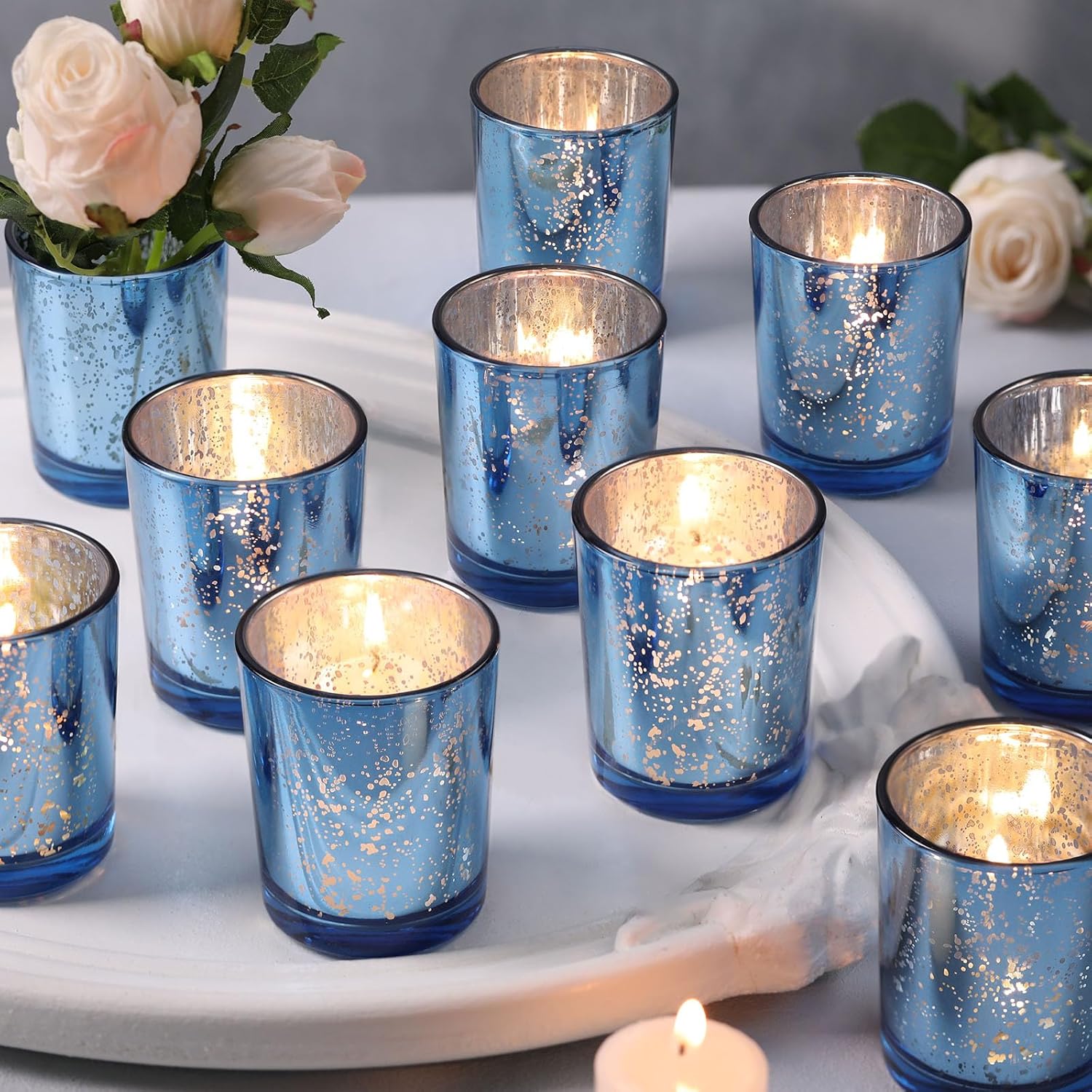 DARJEN Blue Votive Candle Holders Set of 36, Tea Lights