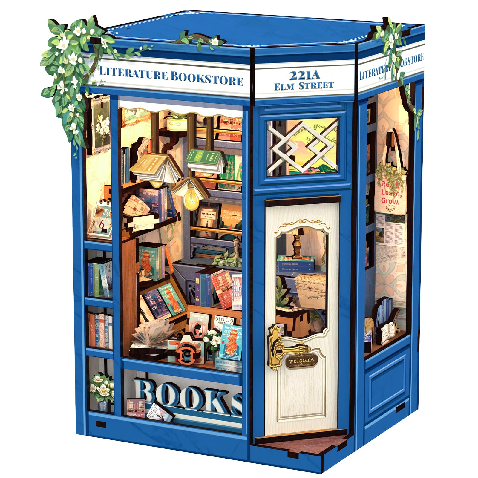 Cutefun Book Nook - kit fai da te per casetta in miniatura per adulti, scaffale per libri, puzzle 3D in legno, mini kit modello artigianale, regalo per donne amanti dei libri (Literature Bookstore)