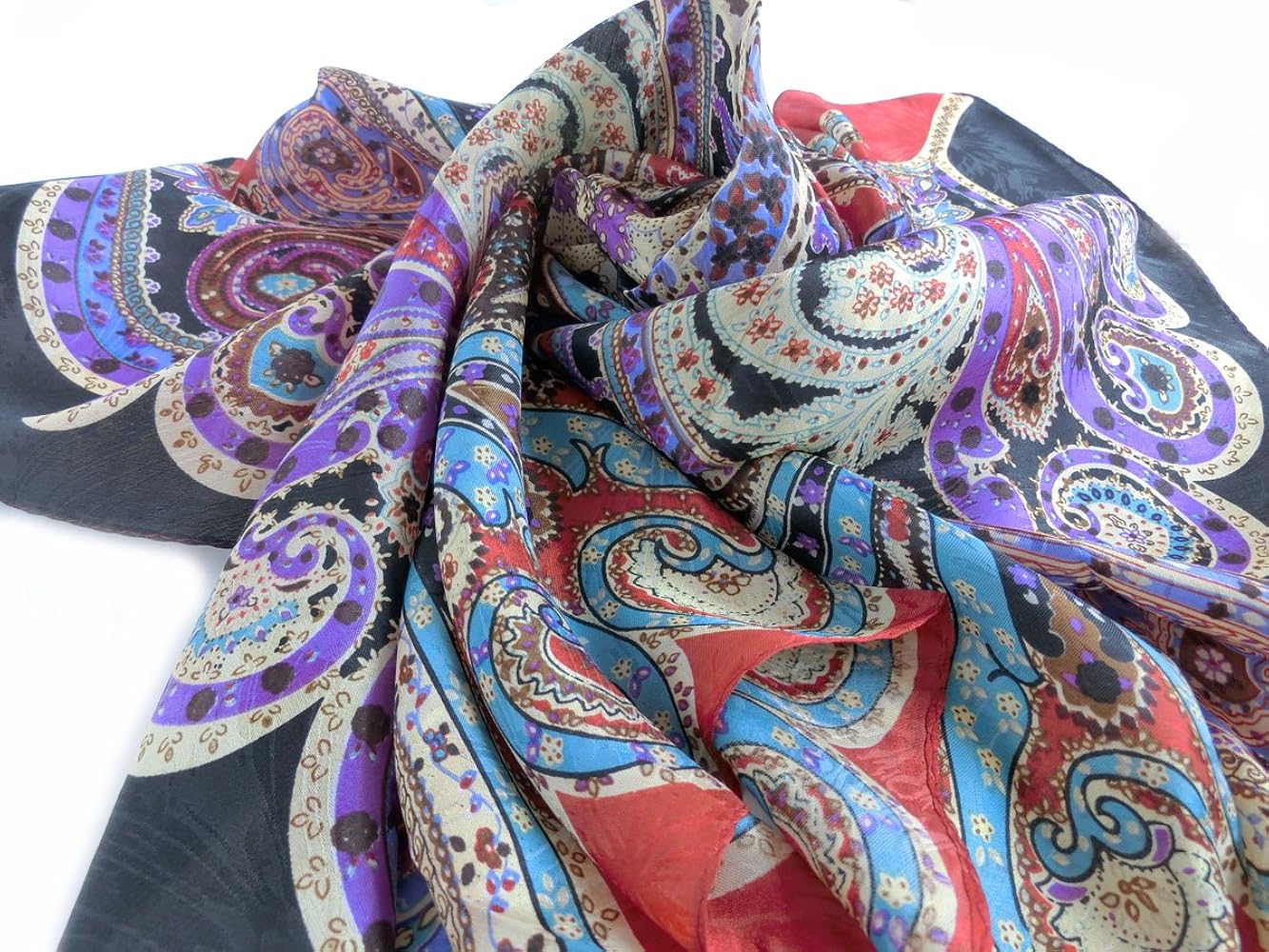 定番】ETRO スカーフ 大判 ペイズリー シルク100% 薄手 正方形 定番