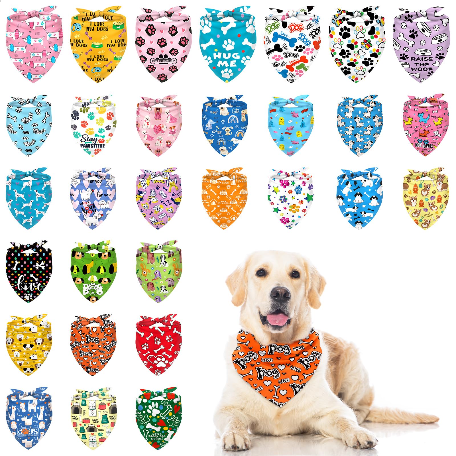 30 Pack Dog Bandanas Bulk – Dog Grooming Scarves, Assorted Colors Reversible Triangle Bibs for Small Medium Large Dogs – Washable Puppy Scarf Set for Pet Grooming, Daily Wear, Party