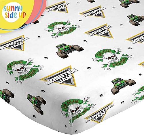 Miniatura 6 de Sunny Side Up Monster Jam Grave Digger - Juego de sábanas tamaño individual de 3 piezas para niños, incluye funda de almohada, sábanas de microfibra