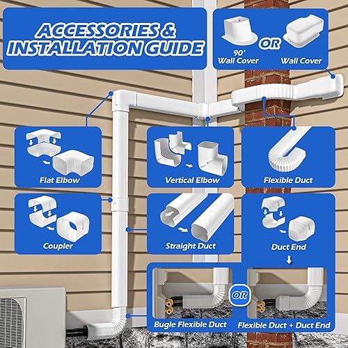 Miniatura 2 de Kit de cubierta de línea decorativa de PVC de 3 pulgadas y 17 pies [instalación rápida] para acondicionadores de aire mini split sin conductos,