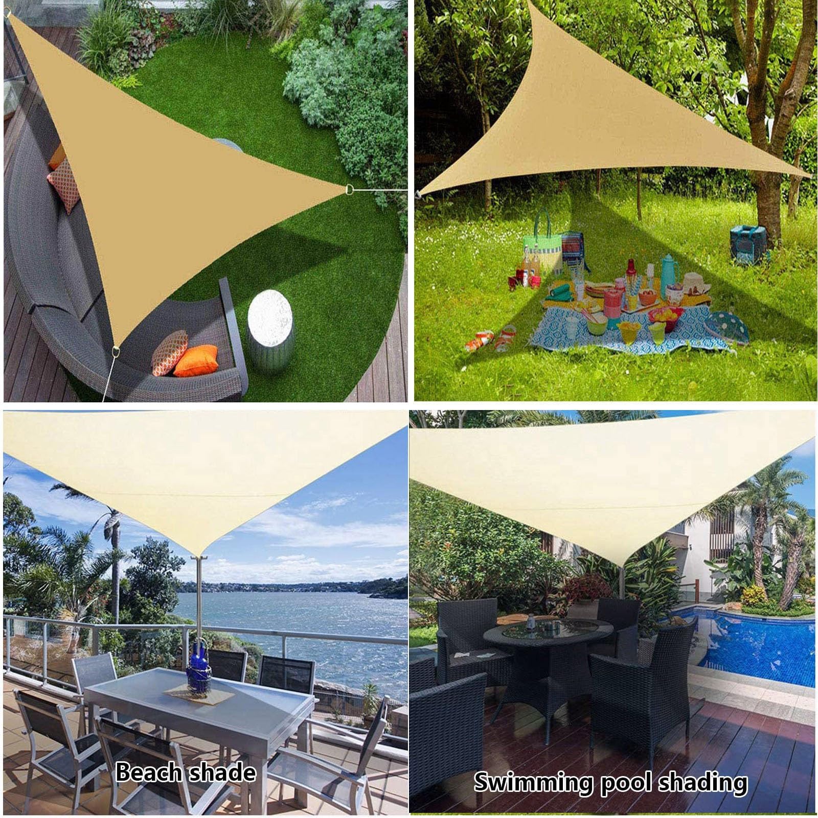 V3VOGUE Sonnensegel Dreieckig Wasserdicht Tarp 2x2x2m 3x3x3m
