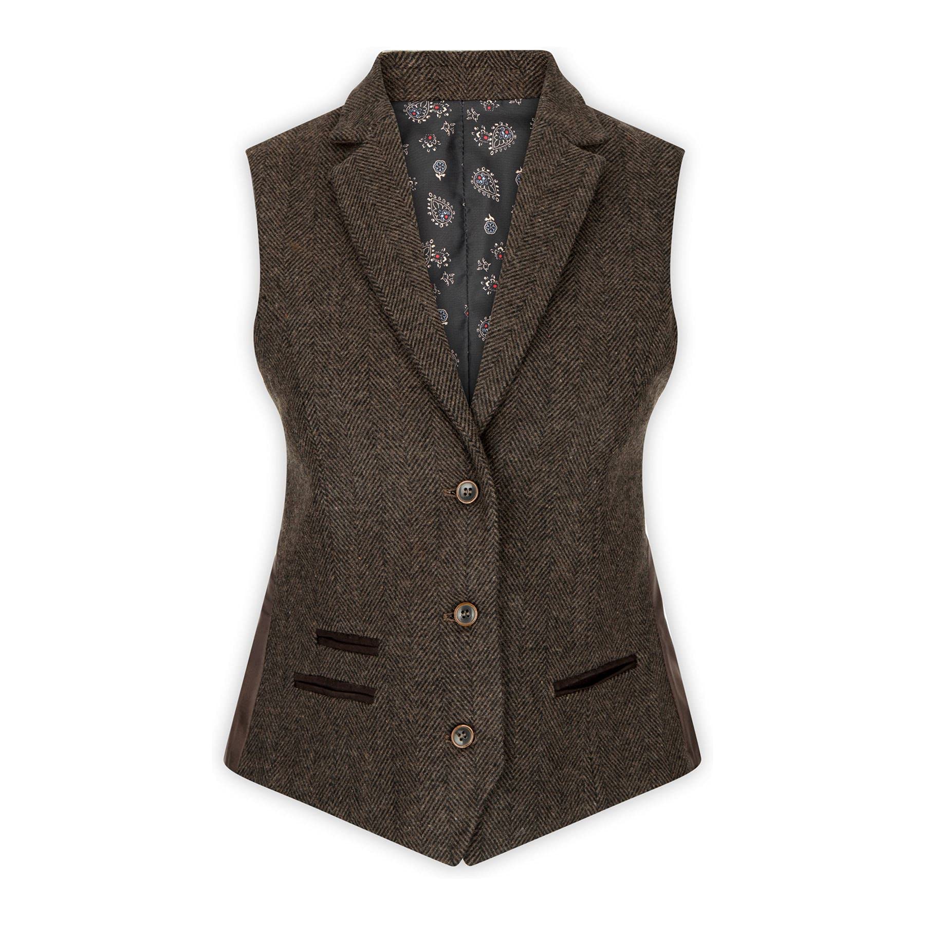 Truclothing Women's Brown Wsn04 Tweed Blazer Waistcoat & Trouser Classic Suit - Uk 18 - Waistcoat