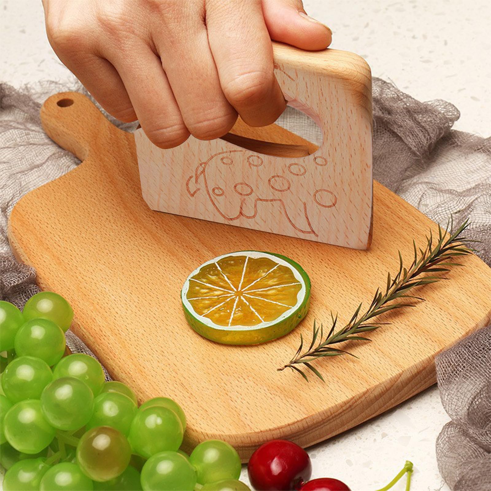 Cuchillo de Madera para Niños Montessori Utensilios Cocina que no Corta Dedos para Cortar Frutas y Verduras 2 Años
