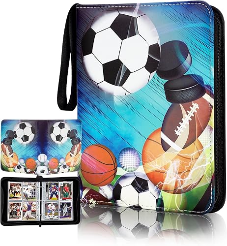 Carpeta de tarjetas compatible con tarjetas de fútbol, tarjetas comerciales, MTG y otros TCG, se adapta a 400 tarjetas con 50 páginas extraíbles,