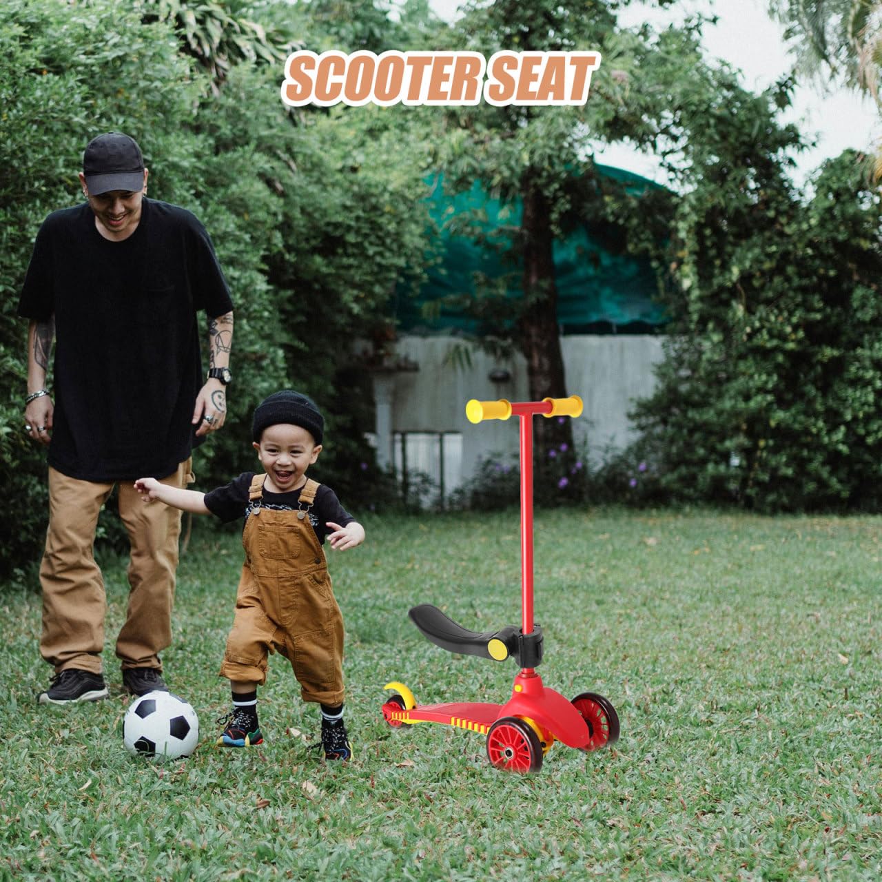 Kisangel Asiento de Scooter Ajustable para Cojín, Sillín de Patinete para niños pequeños Portátil y Desmontable para Silla de Montar con Asiento para niños