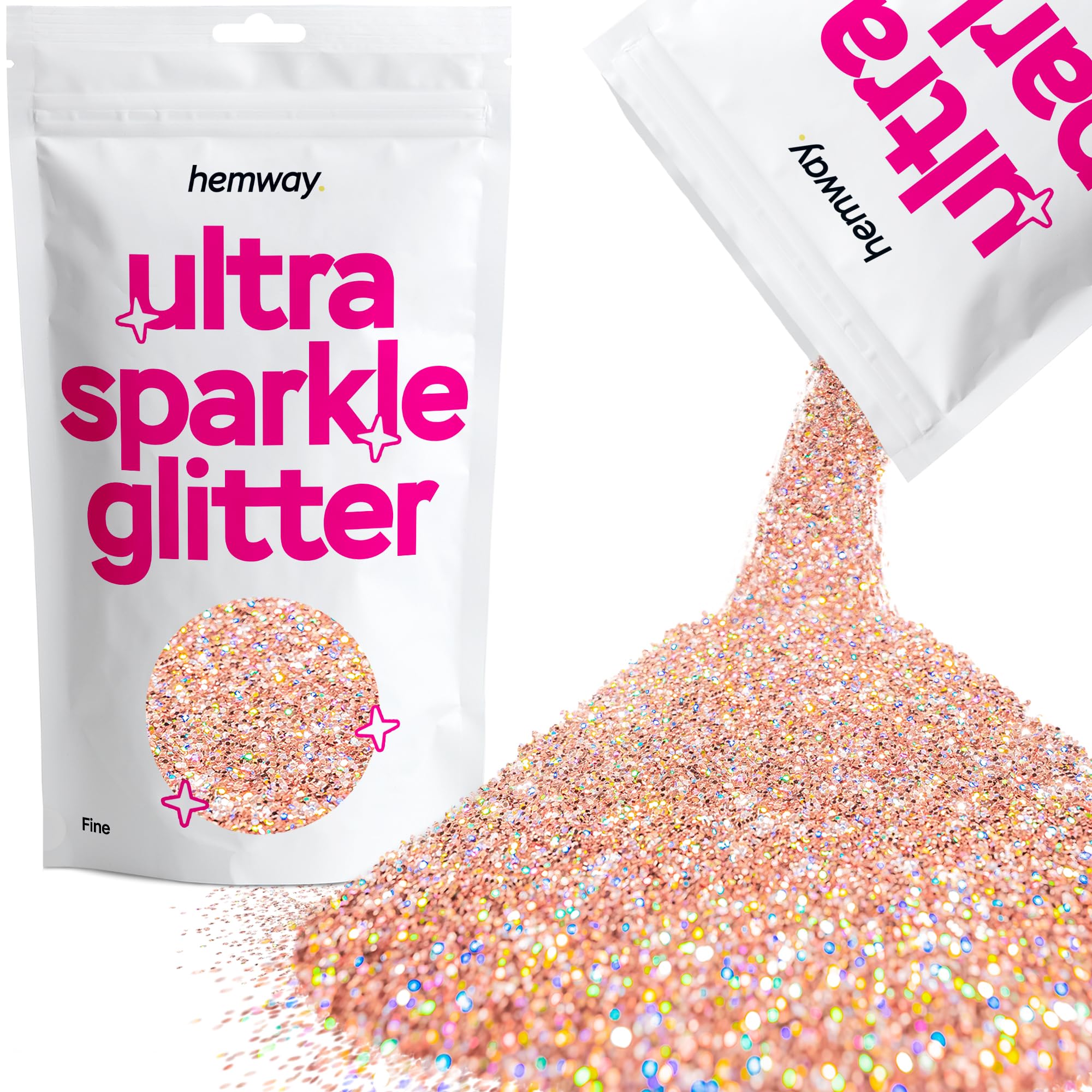 Hemway Ultra Sparkle Glitter Baby Pink Iridescent 100g Fine | Glitter for Arts & Craft, Makeup, Nail Art, Crafting, Card Making, Sparkle Decoration — view 34