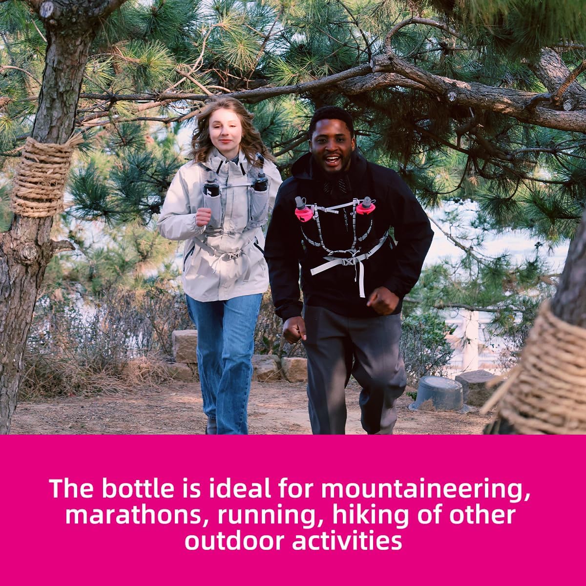 Soft Flask, Collapsible TPU Water bottle for Hydration Pack and Running Vest for Hiking, Cycling,Climbing,Marathon 500ml(16oz) (Black (With straw) 2XPack)