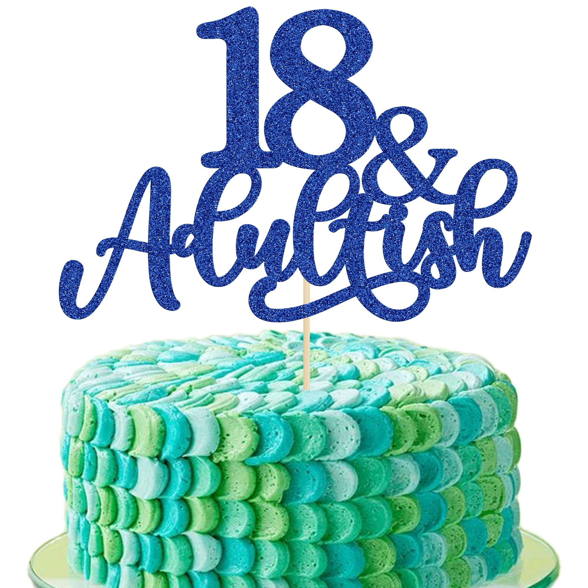 Gyufise 1Pcs 18th Birthday Cake Topper Black Glitter Happy 18th Birthday Cake Topper 18 Cake Topper and Adult-ish Decorations for 18 Birthday
