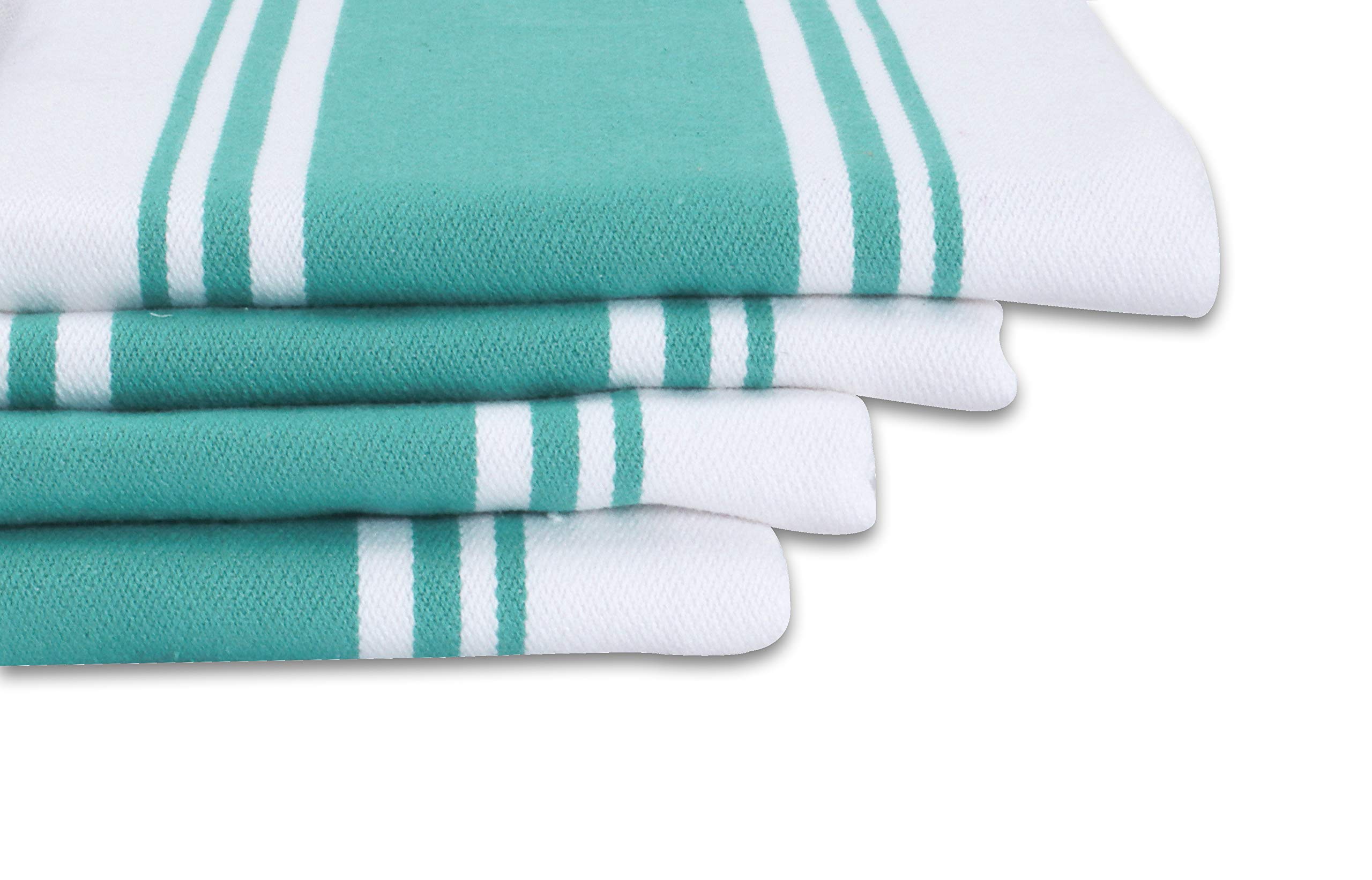 Amour Infini Classic Stripe Kitchen Towels - 4 Pack, 28x20 Inch Oversized, 100% Ring Spun Cotton, Highly Absorbent