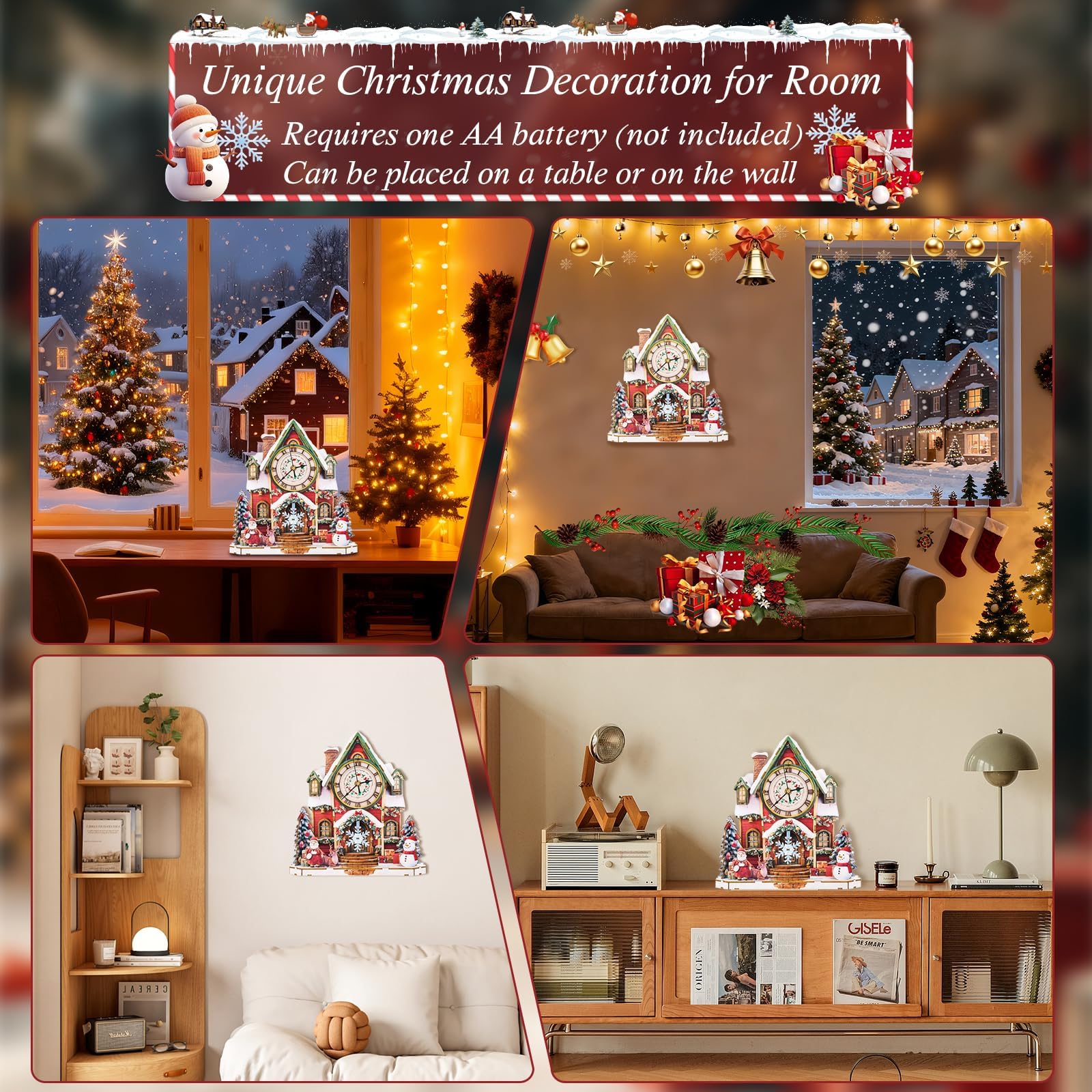 3D Wooden Puzzle Clock, DIY House Model Kit for Adults to Build Functional Wall Clock with Moving Pendulum - Image 4