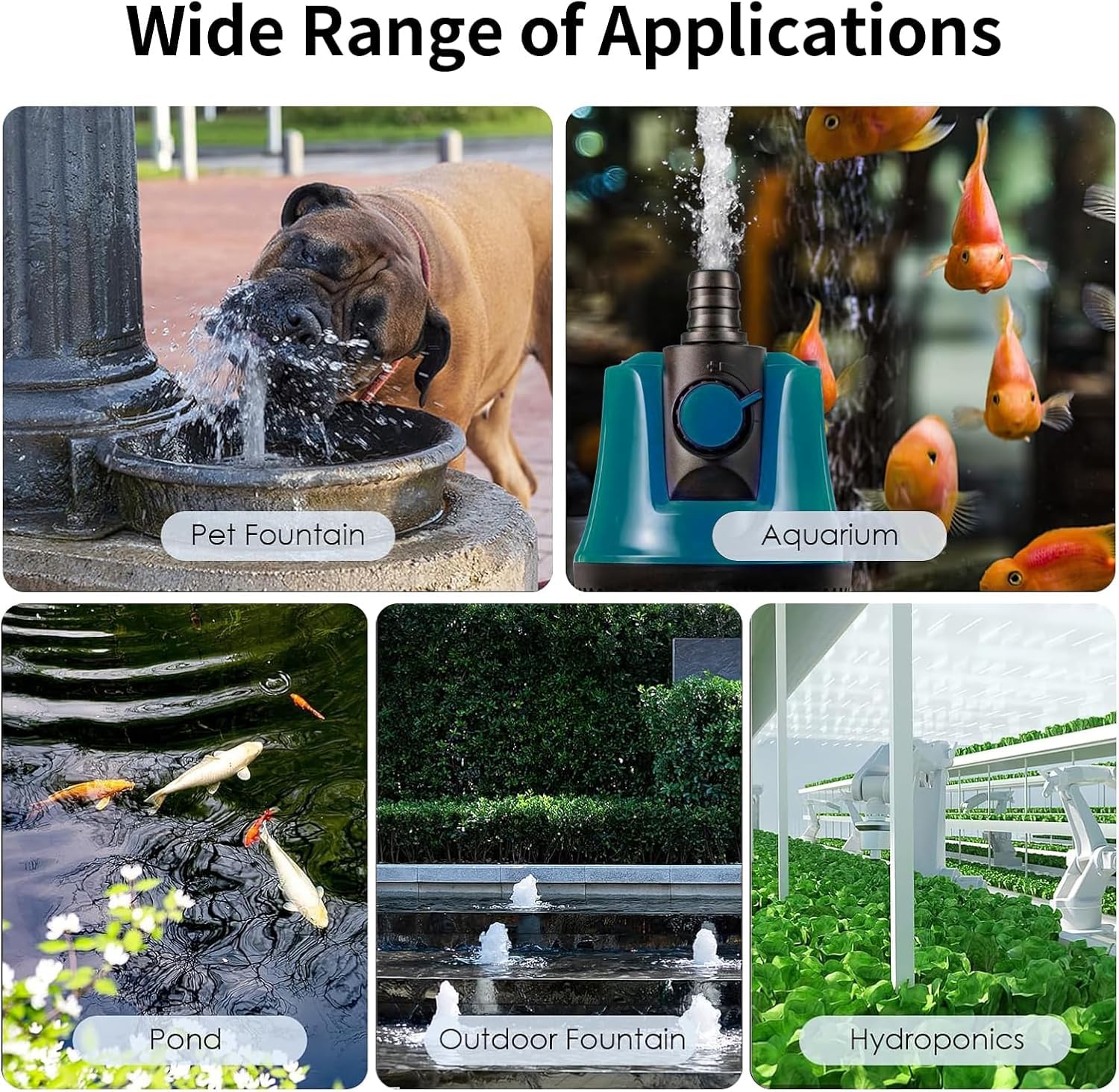 Asian Pumps & Machineries 120W Submersible Water Pump with Flow Knob & Bottom Suction for Aquarium, Small Pool, Statuary, Pond, Hydroponics Fountain with 3 Nozzles Head 4.5 Mtr flow 3000 l/hr Ac 220V - Image 3 thumbnail