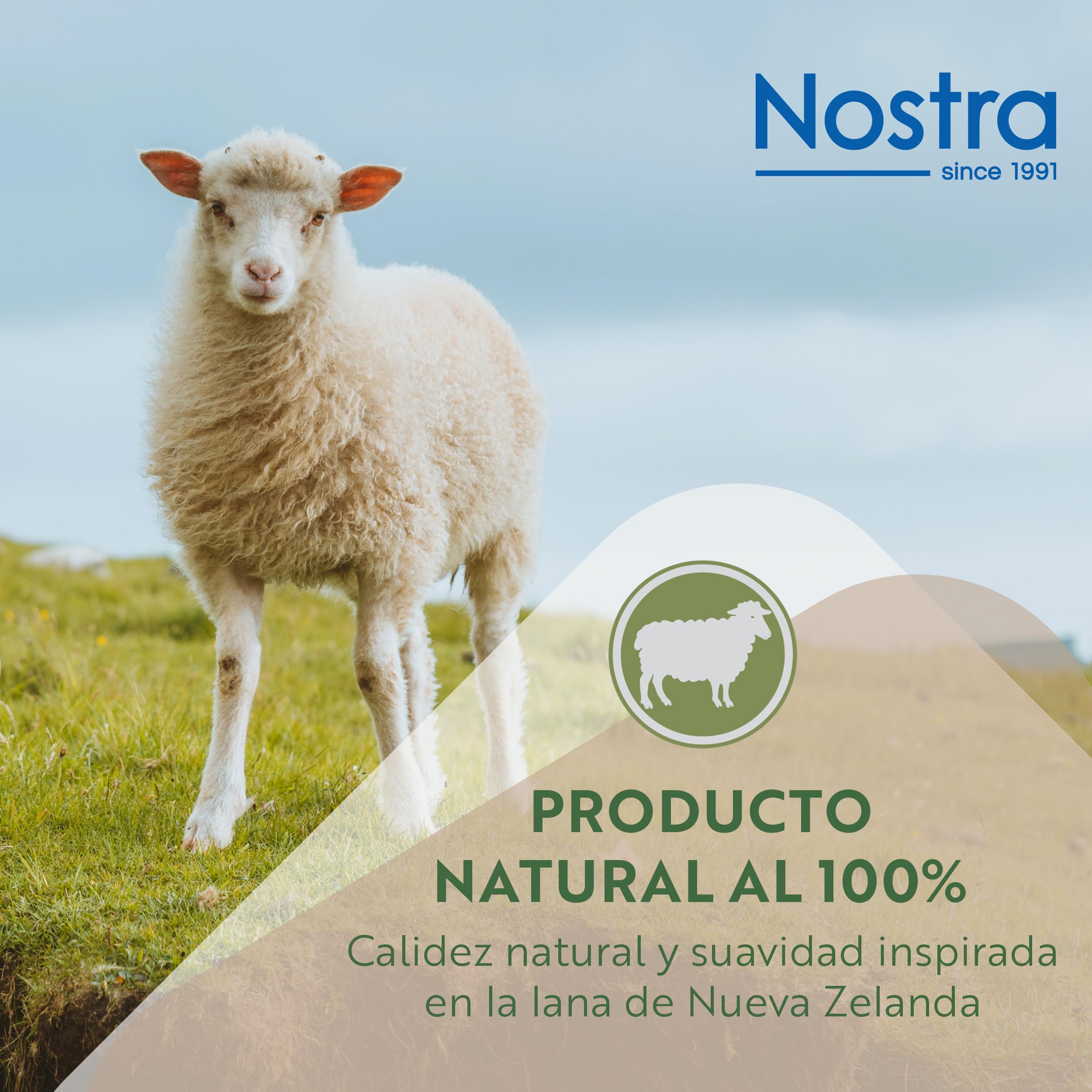 Nostra Zelandia Manta de Lana 100% Pura – Grande Cálida, Transpirable y Ligera para Sofá, Cama y Uso Exterior, Confort Termorregulador con Flecos - Fabricada en Europa (Gris Natural)