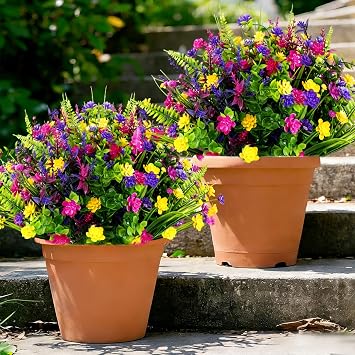 20 Bundles Artificial Flowers for Outdoors, UV Resistant Faux Flowers