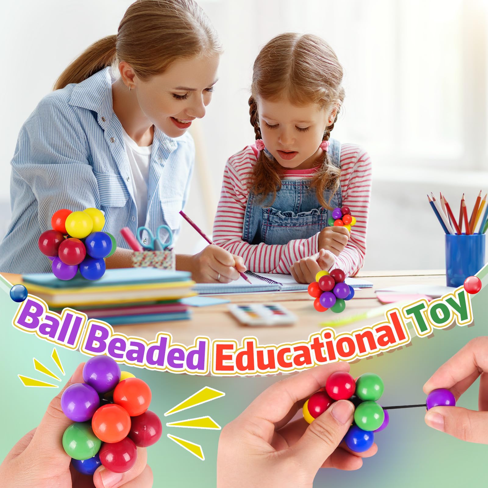 4 Pcs Stress Balls for Kids & Adults - Fidget Toy for Anxiety Colorful Fun Sensory Balls, Party Bag Fillers - Image 4