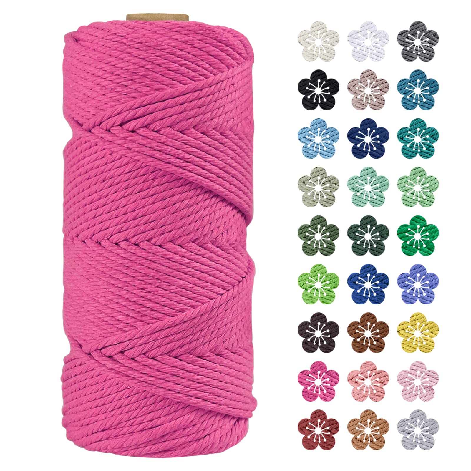 LEREATI Macrame Cord 4mm x 100m, Thick Macrame Rope Natural Cotton Rope Craft String