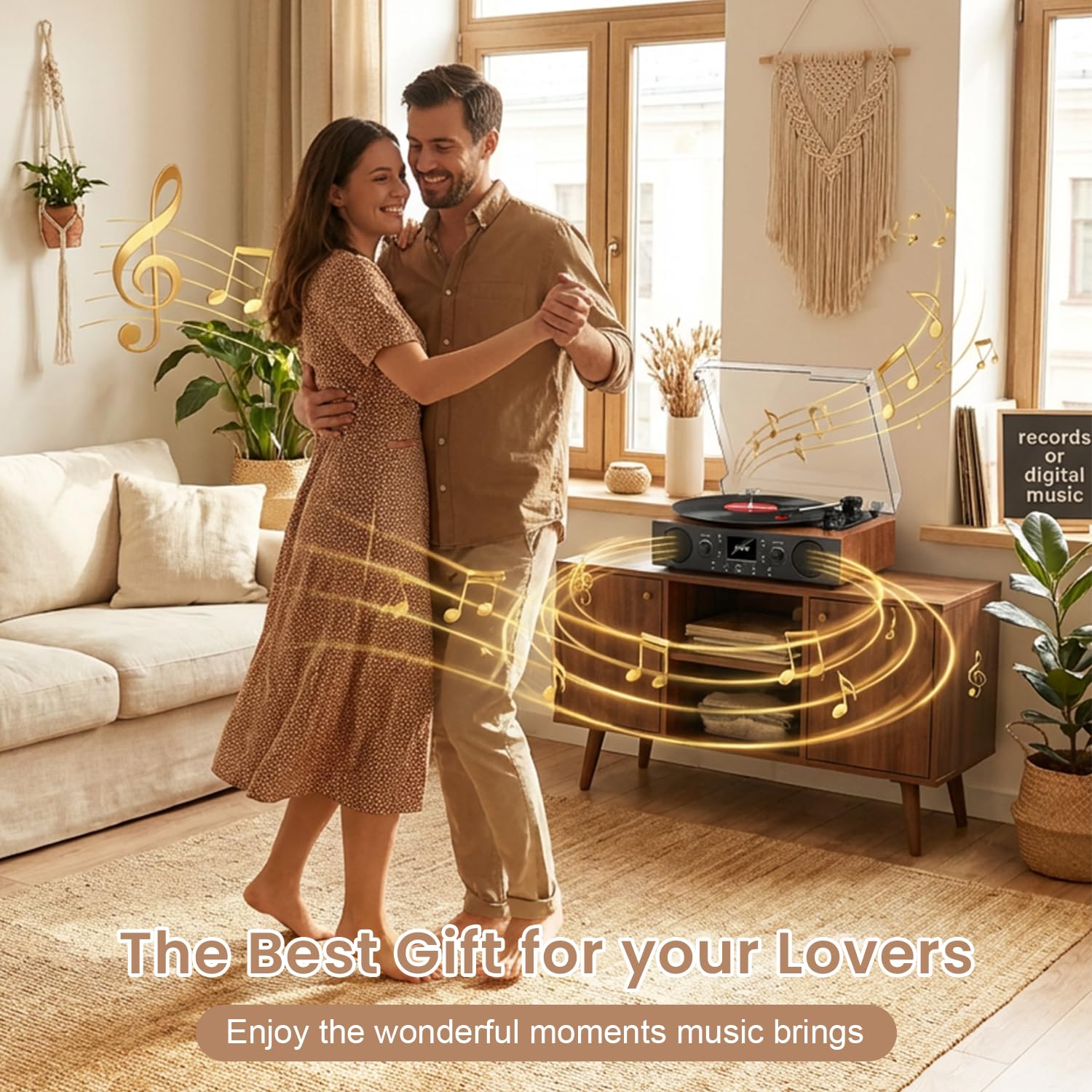 Giradischi in vinile con altoparlante integrato, giradischi Bluetooth con registrazione USB, giradischi vintage a 3 velocità con ricezione Bluetooth, radio FM, uscita RCA e AXU-in, lettore in vinile