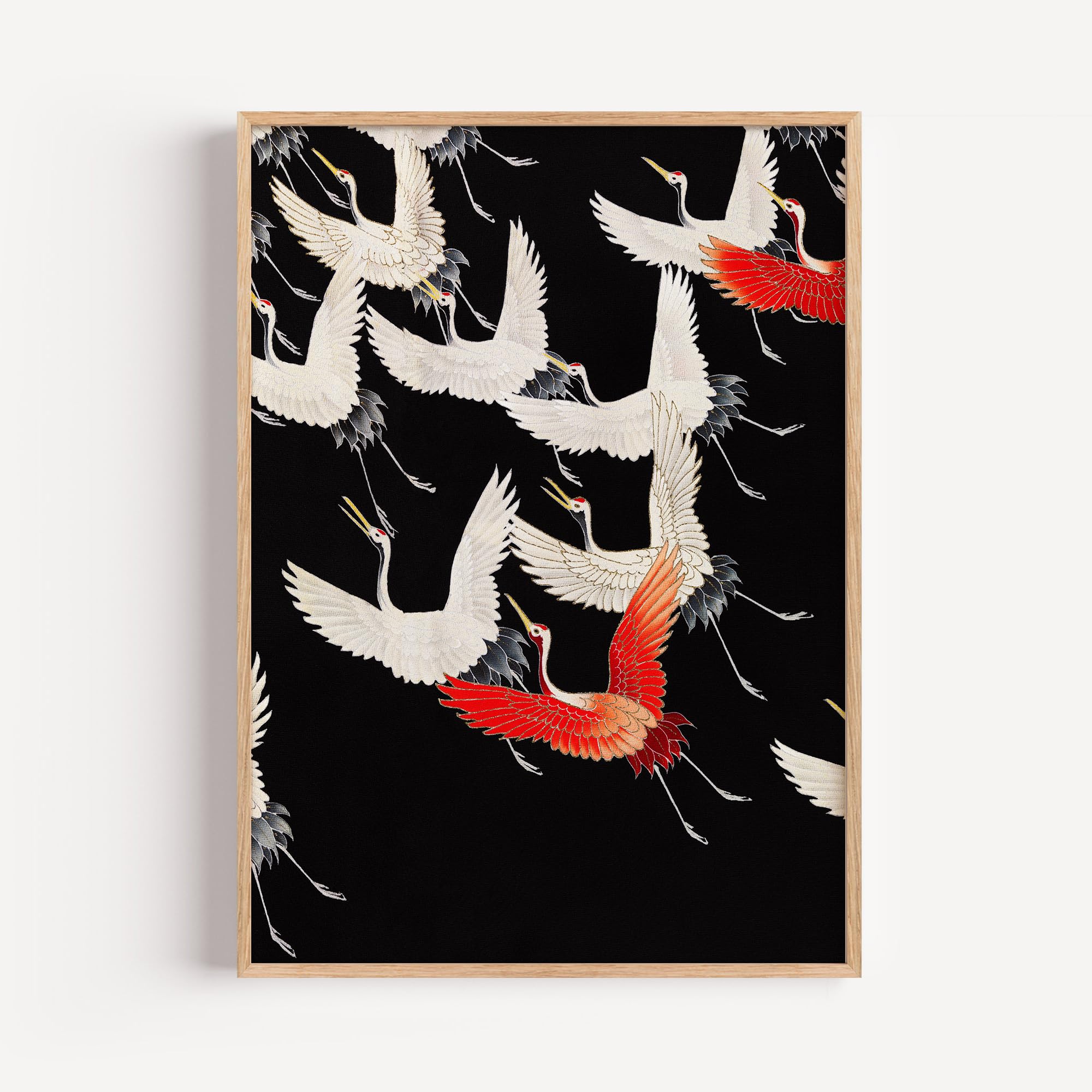 Made by Mika Ltd Japanese Wall Art Painting Prints From Original Artworks Hokusai Great wave, Takahashi, Mount Fuji woodblock style (Flying Cranes, A3 297x420mm, Unframed)