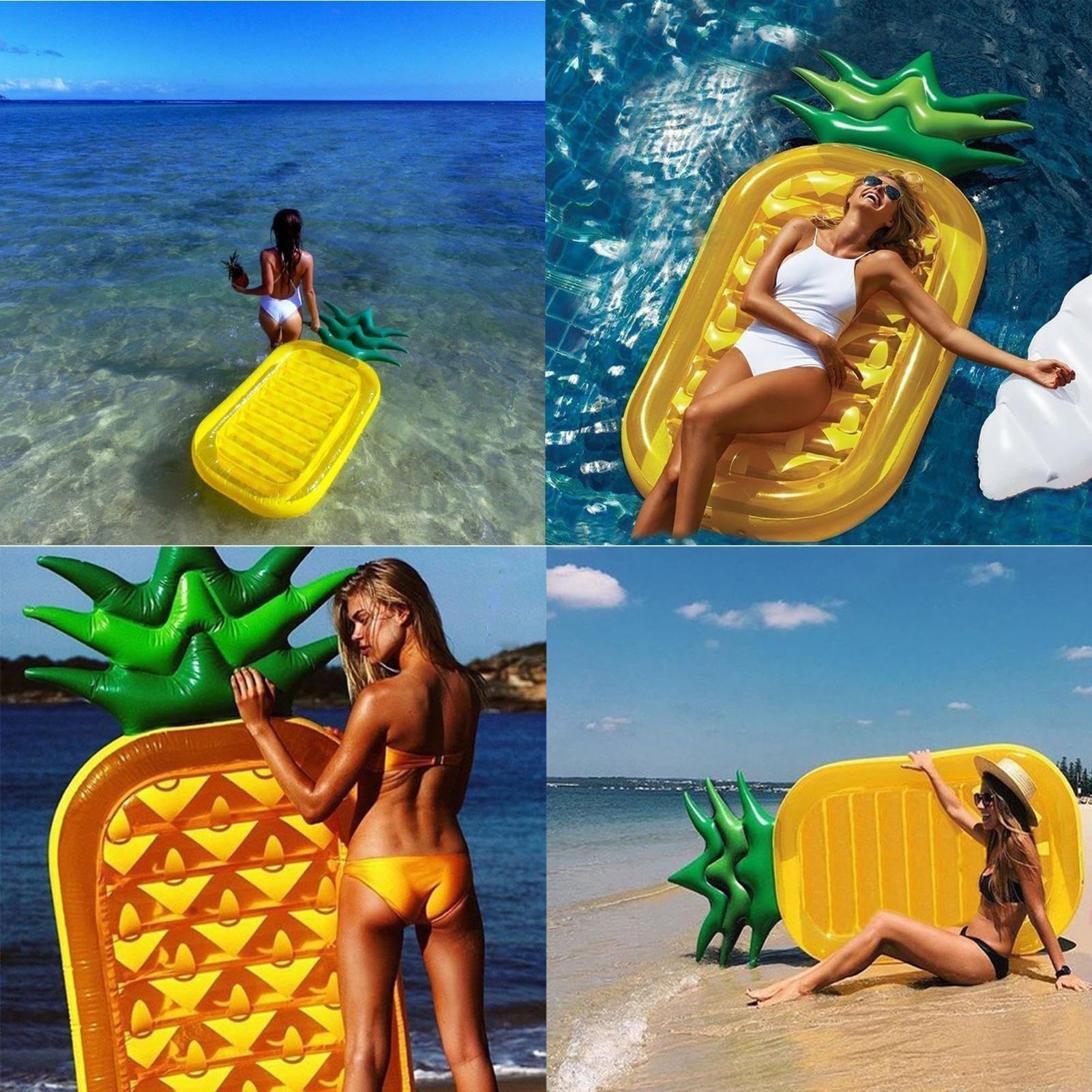 Flotador inflable para piscina - Balsa gigante de piña, cama de agua