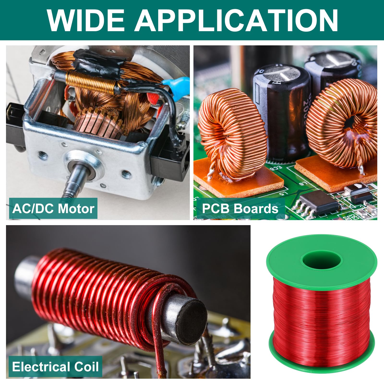 sourcing map 34 AWG Magnetdraht Kupferlackdraht 0,5 kg Spulendraht 155 C