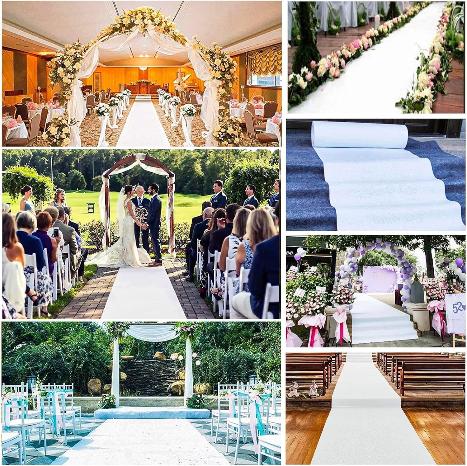 Weiß Hochzeit Gang Läufer Teppich Große Rolle Party Zeremonie Läufer Empfangsteppich Breite 1m/1.2m/1.5m für Draußen und Innen VIP Eventteppich Dekoration(1.2x10m)