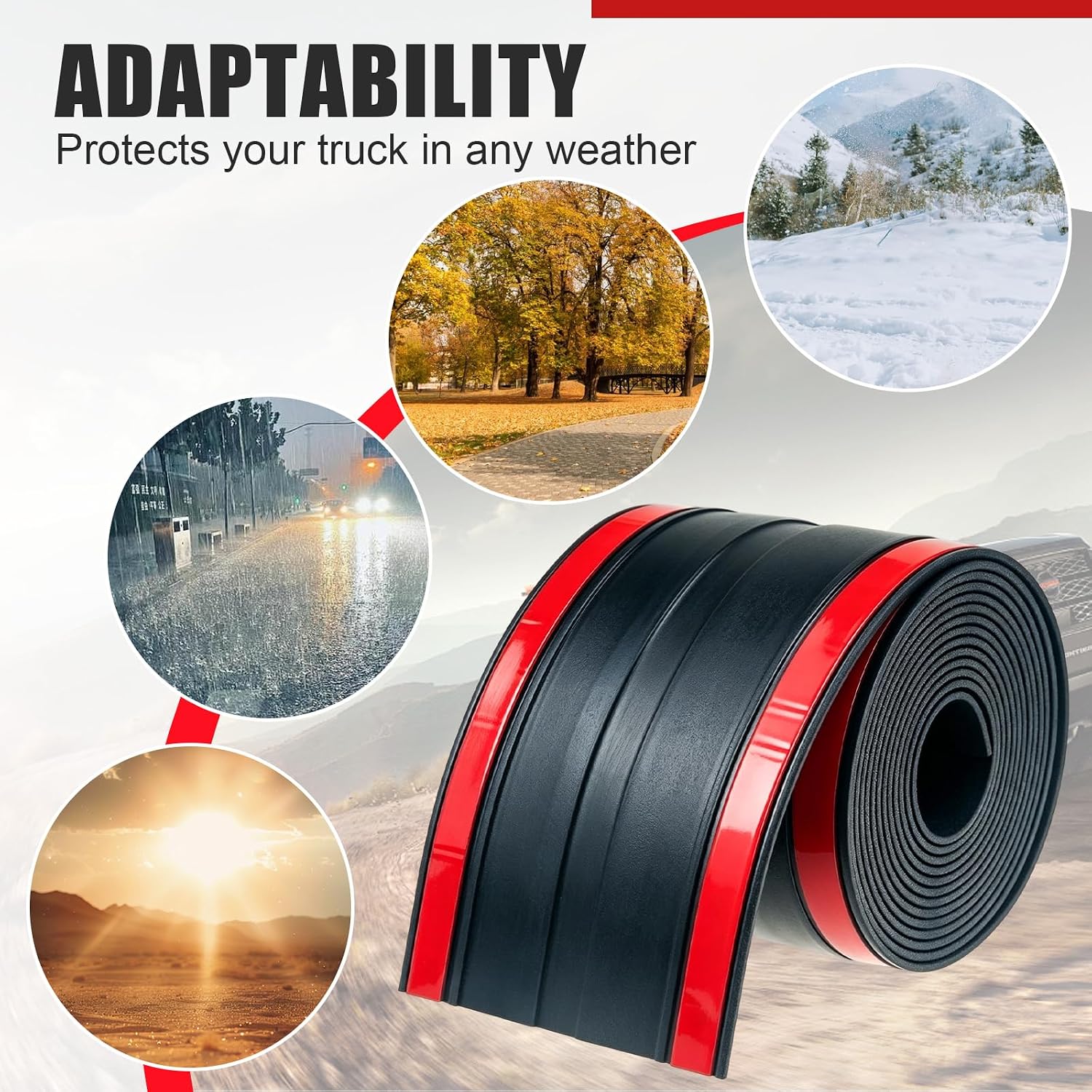 HUATOL 4.25” Truck Tailgate Gap Seal, Weatherproof Rubber Tailgate Bed Gap Cover, Heavy Duty Dust Water Mud Debris Blocking Seal Strip, Self-Adhesive Peel & Stick Protector for Pickup Truck Bed.