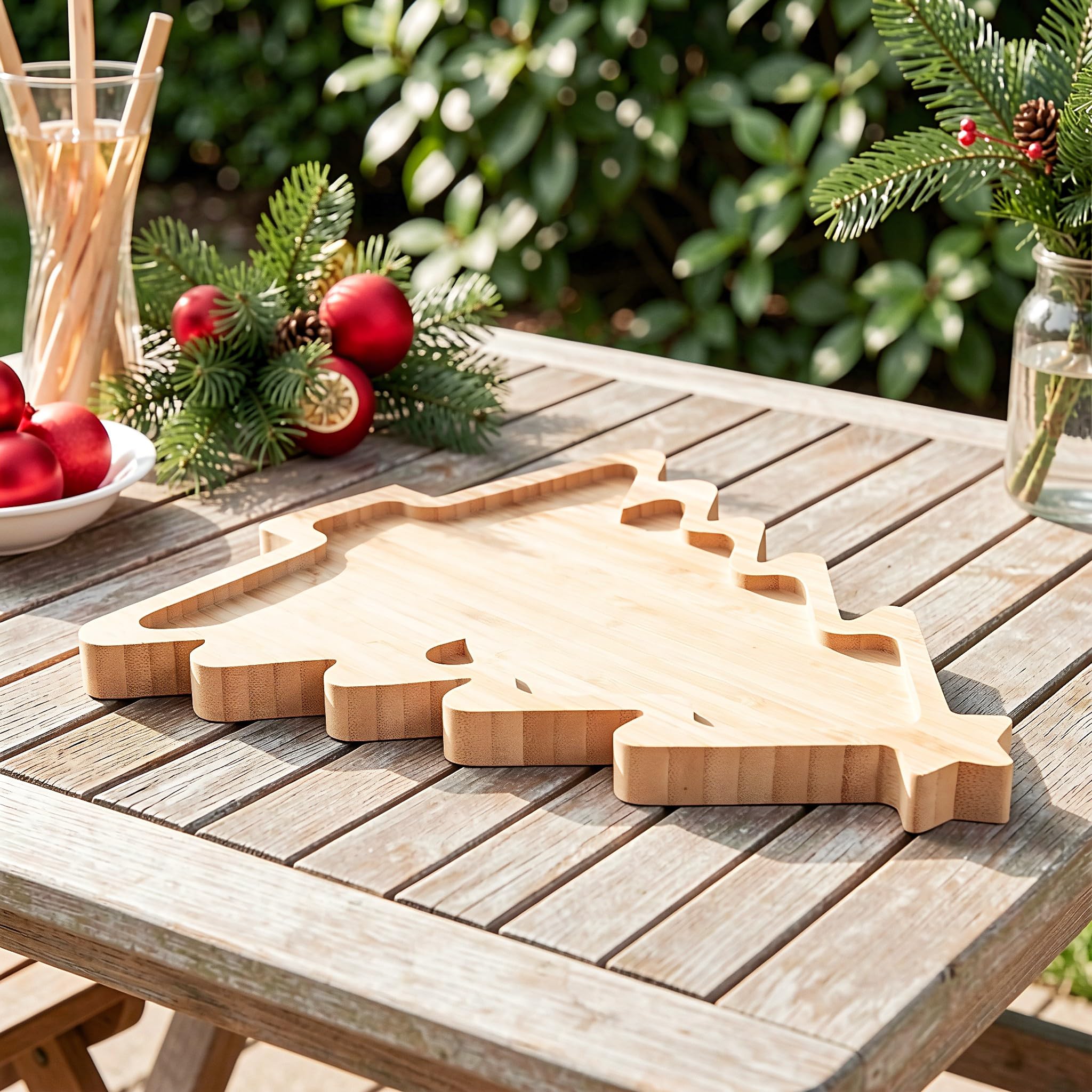 ibasenice 3 bandejas de Madera con Forma de árbol de Navidad y Tabla para e