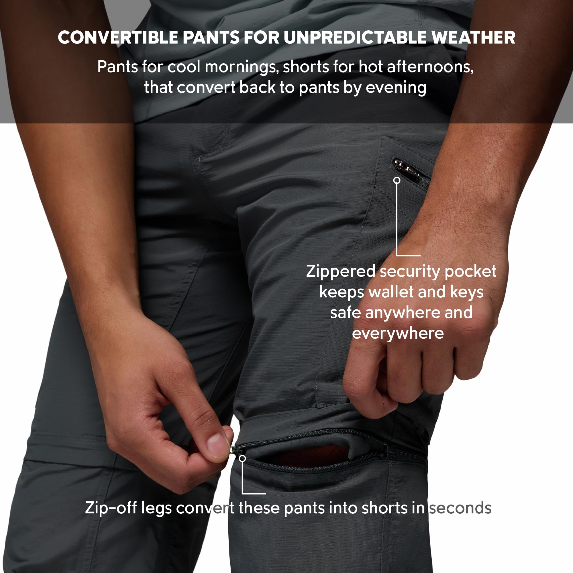 Columbia Silver Ridge Pantalon Convertible Homme Grill FR: L (Taille Fabricant: W34/L32)