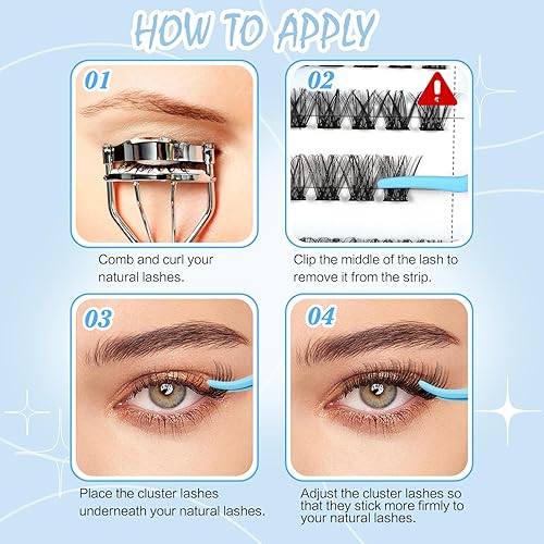 Miniatura 5 de KevKev Pestañas autoadhesivas, 40 pestañas a presión, sin necesidad de pegamento, racimos de pestañas autoadhesivas, pestañas reutilizables