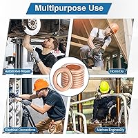 Vista 6 de Paquete de 30 arandelas de cobre, arandelas métricas de sellado de cobre M6x10x1mm para pernos, tornillos, tuercas